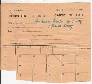 FEUILLE DE RATIONNEMENT DES ANNEES 40 DE M. VICENTE GALIANA 2